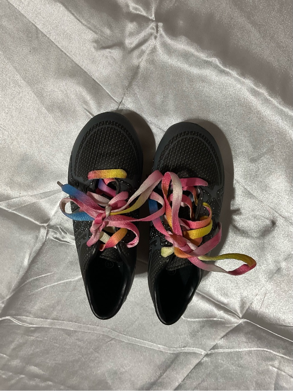 Black Sneakers with Rainbow Tie-Dye Laces